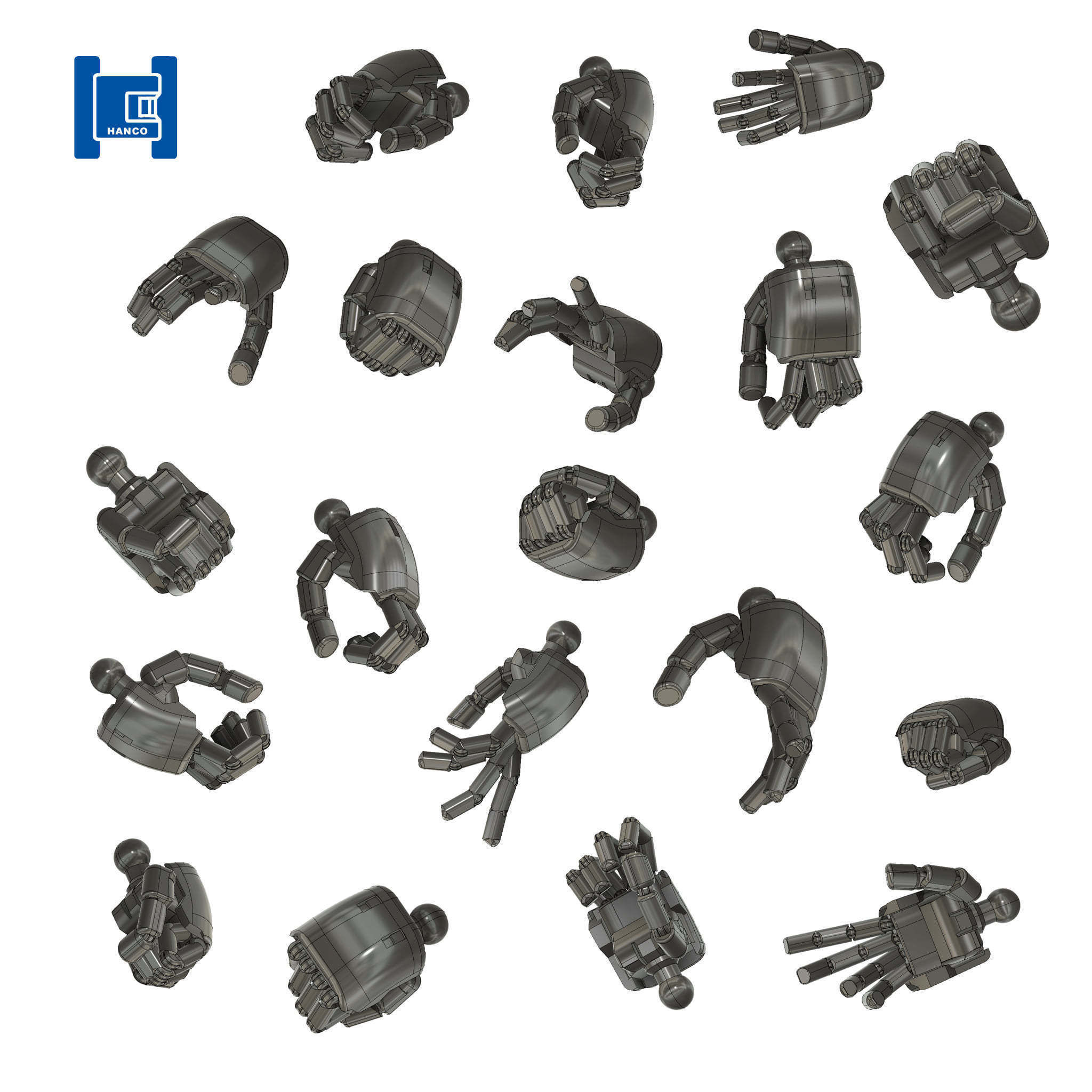 144 ROBOT MANIPULATOR GUNDAM HAND ROUND TYPE FINGER 3D print model_1