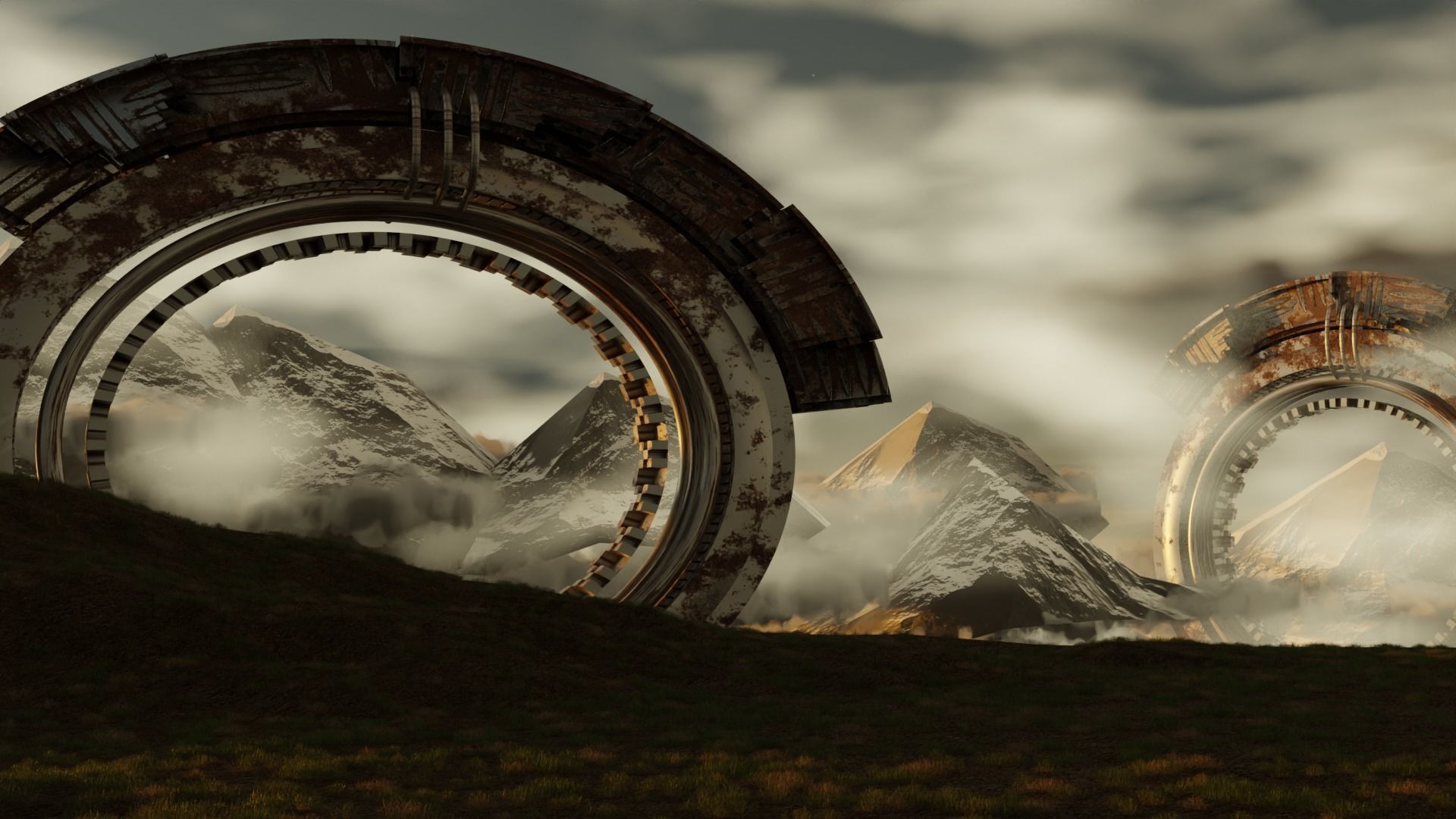 Realistic 3d scifi landscape model with environment 3D model_1