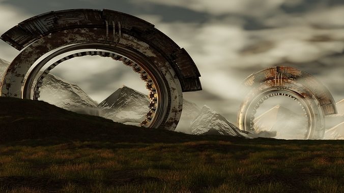 Realistic 3d scifi landscape model with environment  3D model