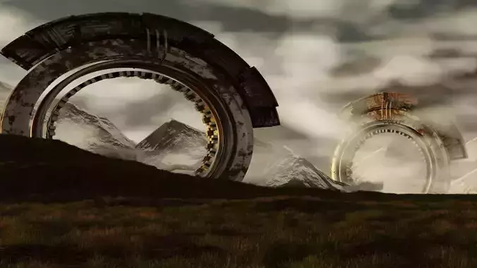 Realistic 3d scifi landscape model with environment  3D model