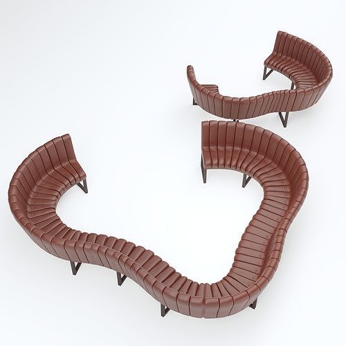 Curved Banquette Seating in Different sizes 3D model 5