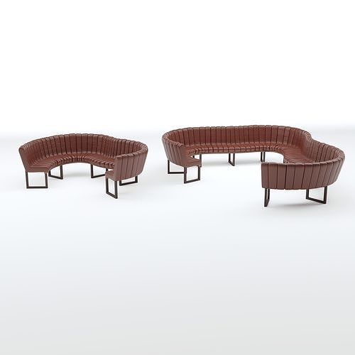 Curved Banquette Seating in Different sizes 3D model 6