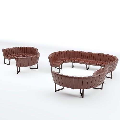 Curved Banquette Seating in Different sizes 3D model 2