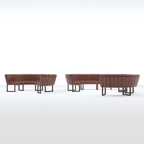 Curved Banquette Seating in Different sizes 3D model 3