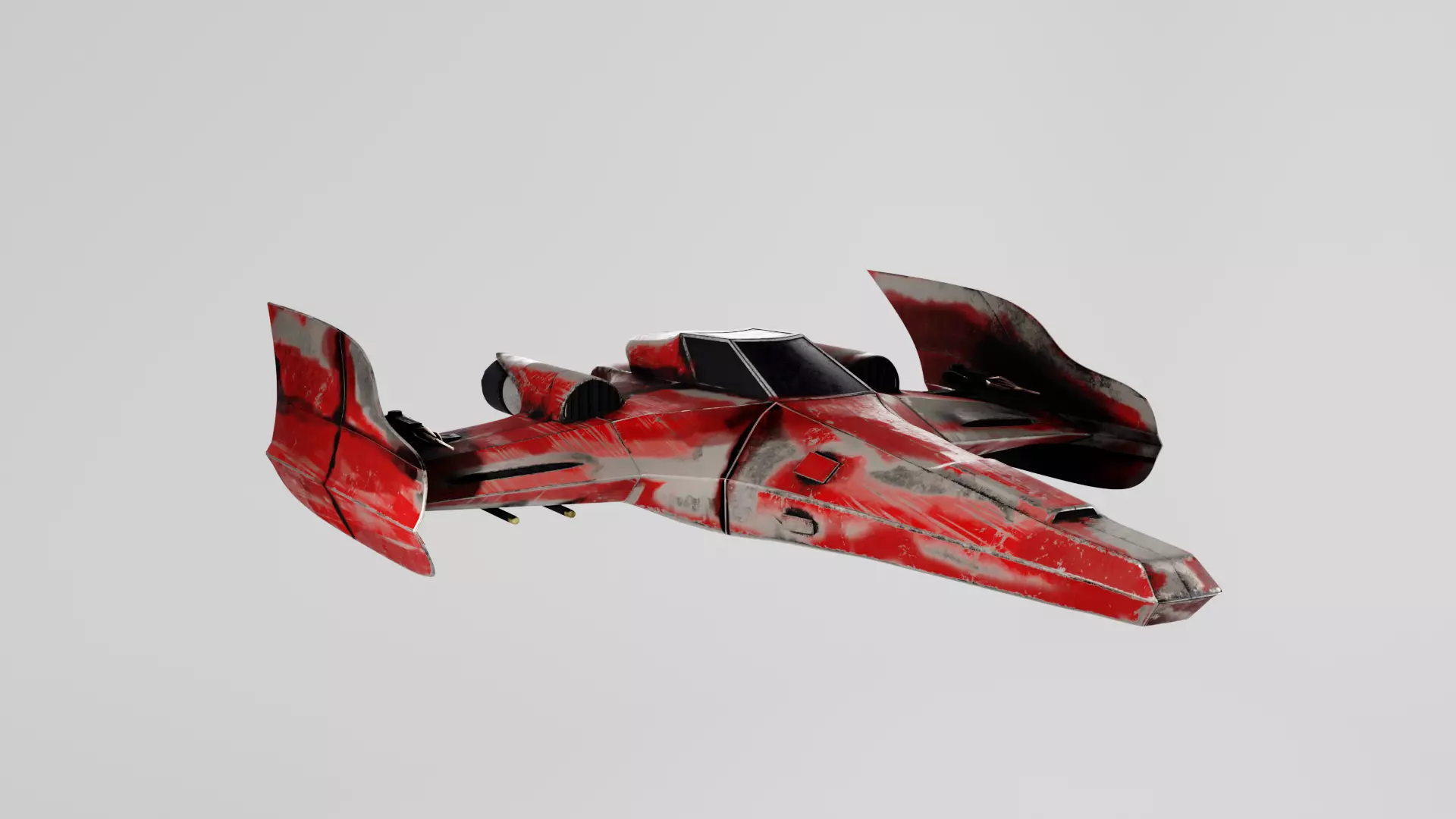 Weathered Starfighter Low-poly 3D model_0