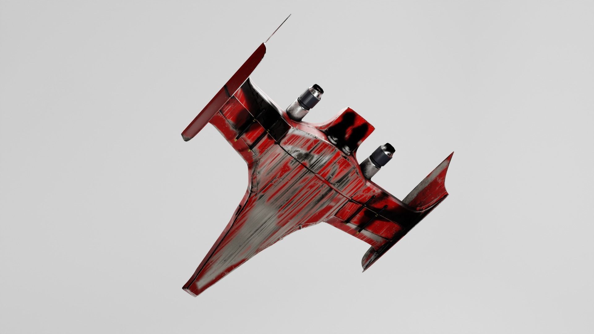 Weathered Starfighter Low-poly 3D model_4