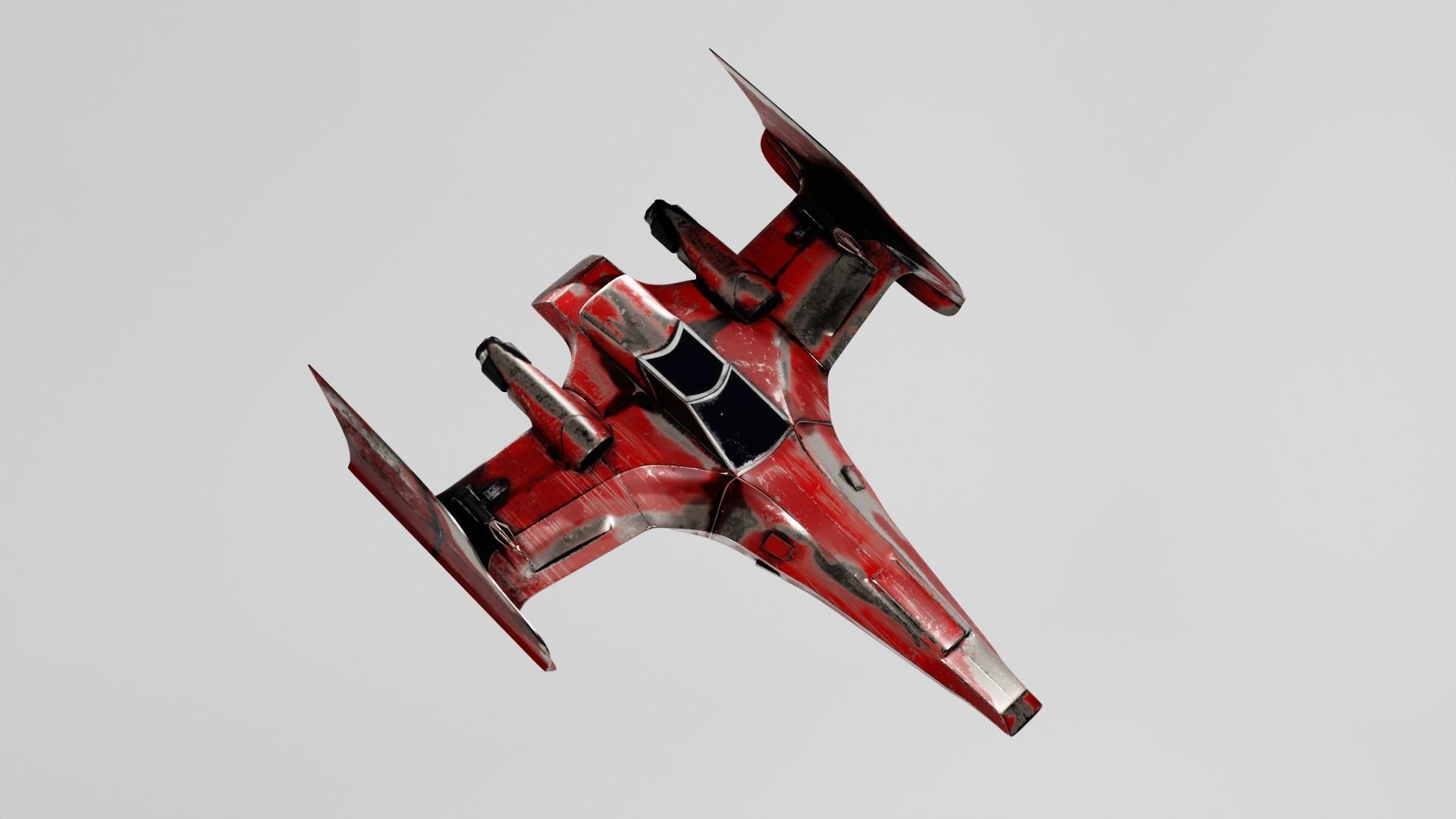 Weathered Starfighter Low-poly 3D model_3