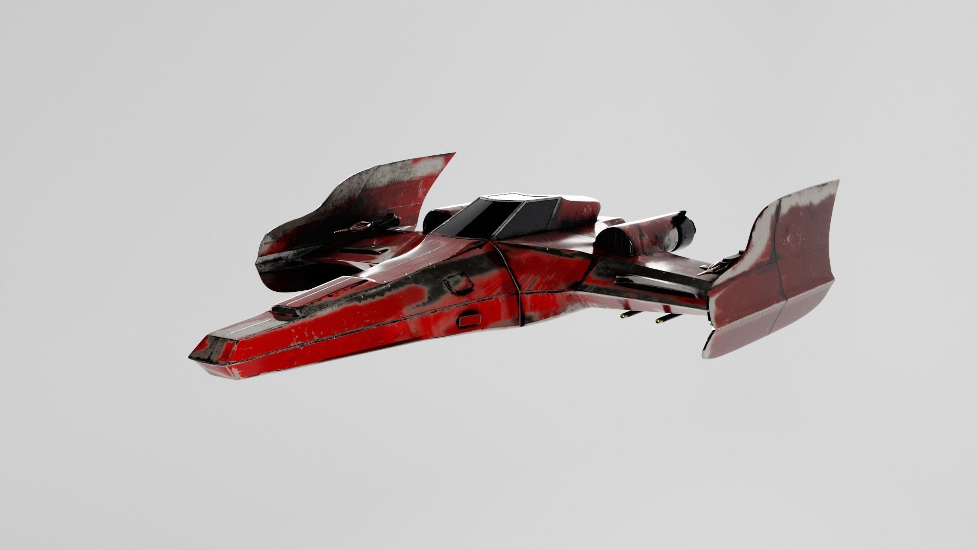 Weathered Starfighter Low-poly 3D model_2