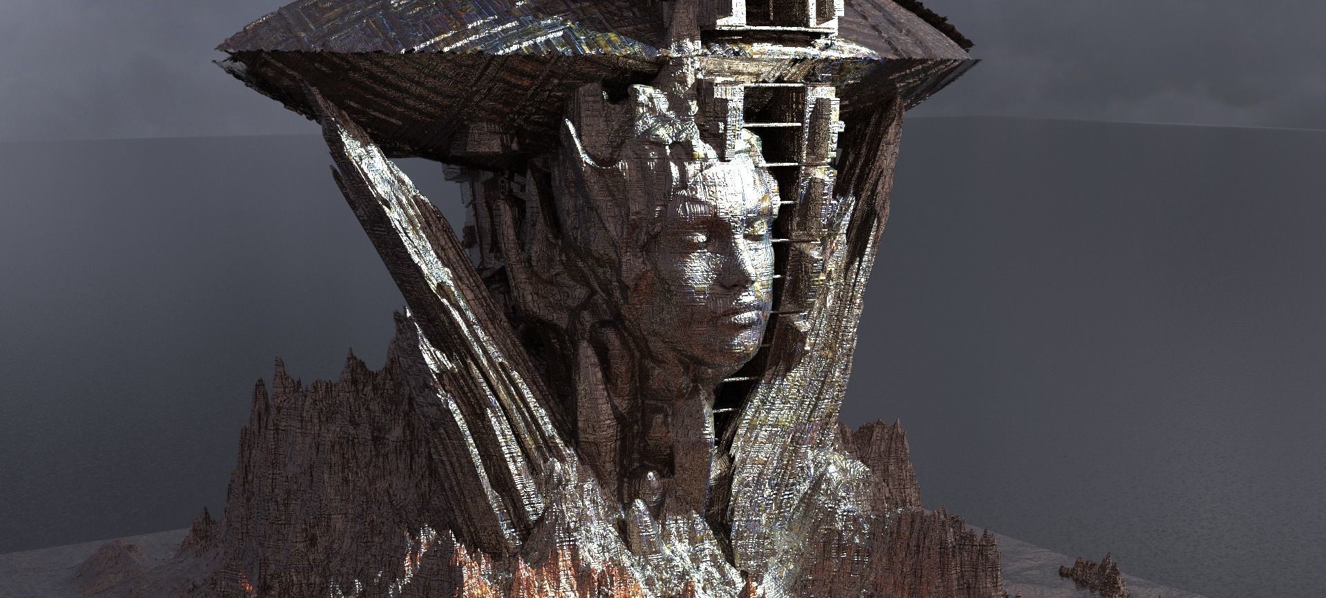Ancient Sci-Fi  mountain 3D 3D model_1