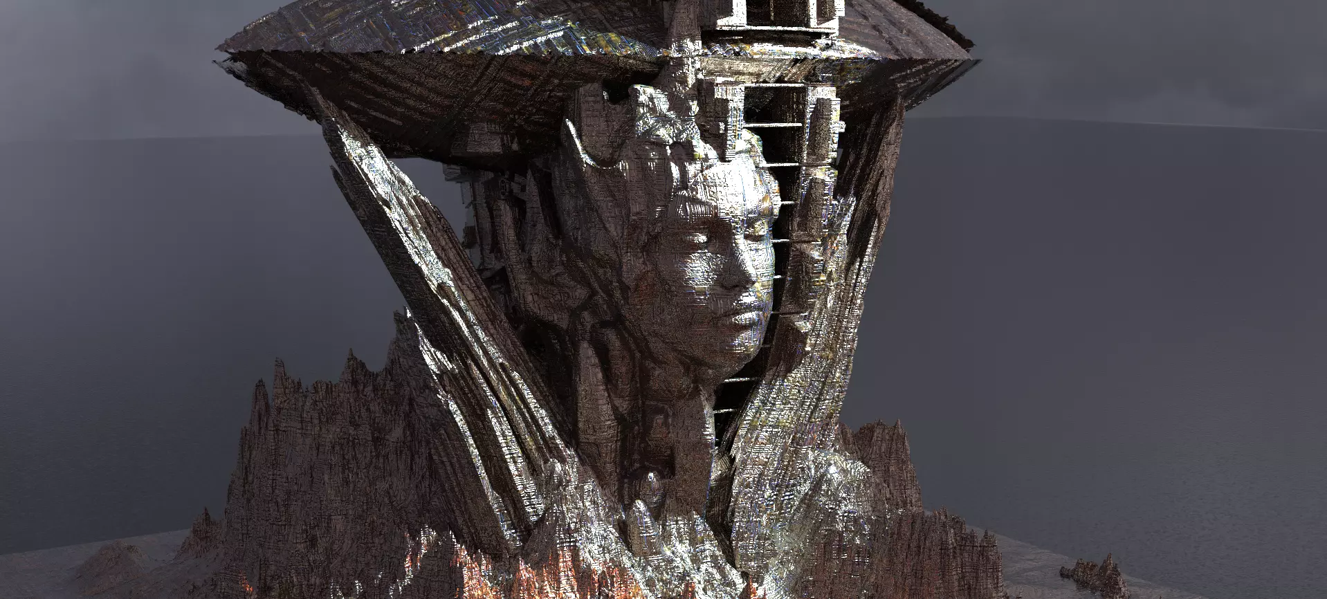 Ancient Sci-Fi  mountain 3D 3D model_0