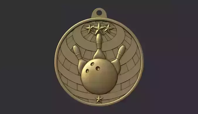 Bowling Award Medal 3D print model
