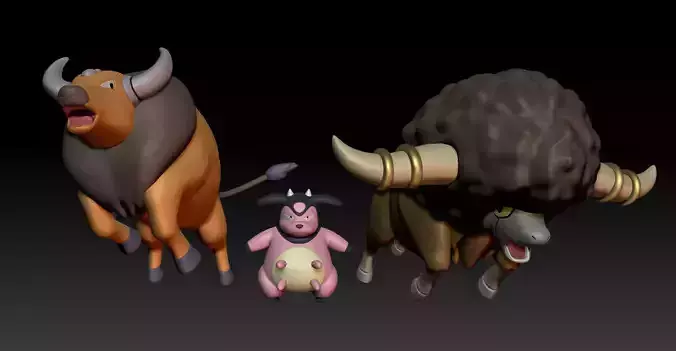 Pokemon Tauros Miltank Bouffalant