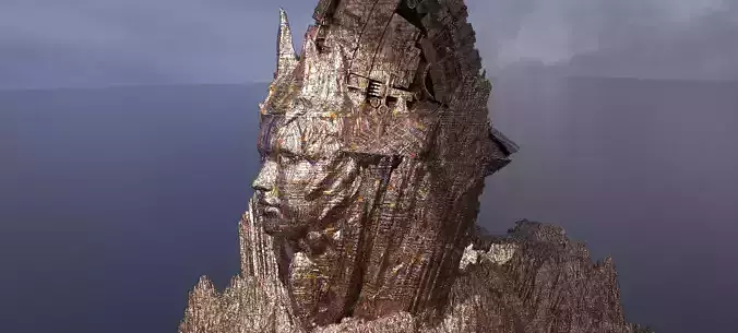 Ancient Sci-Fi Crimson Mountain