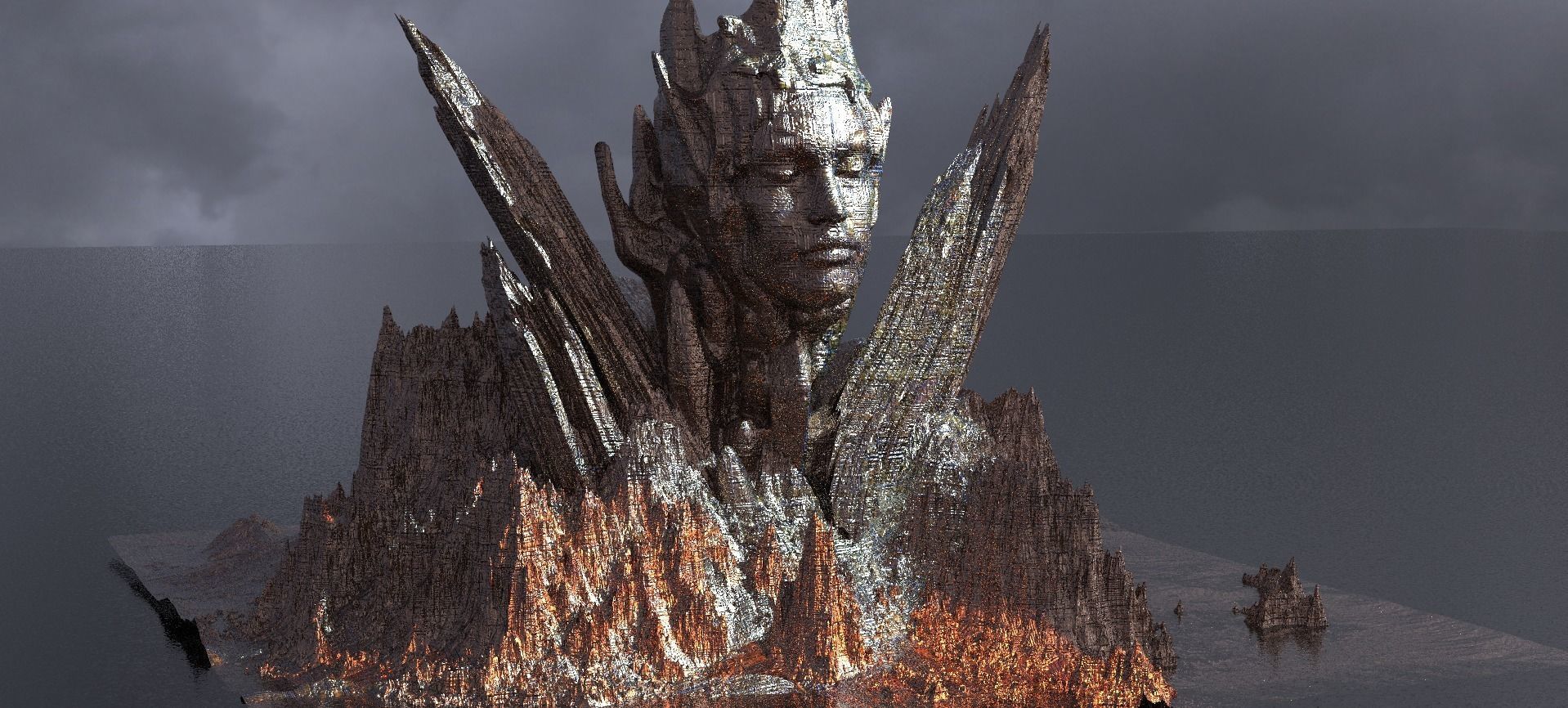 Ancient Sci-Fi mountain 3  3D model_1