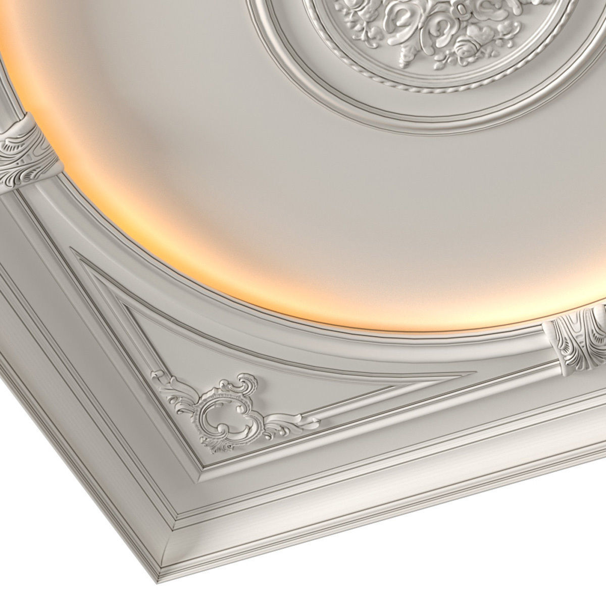 Classic coffered illuminated ceiling Set 3D model_3