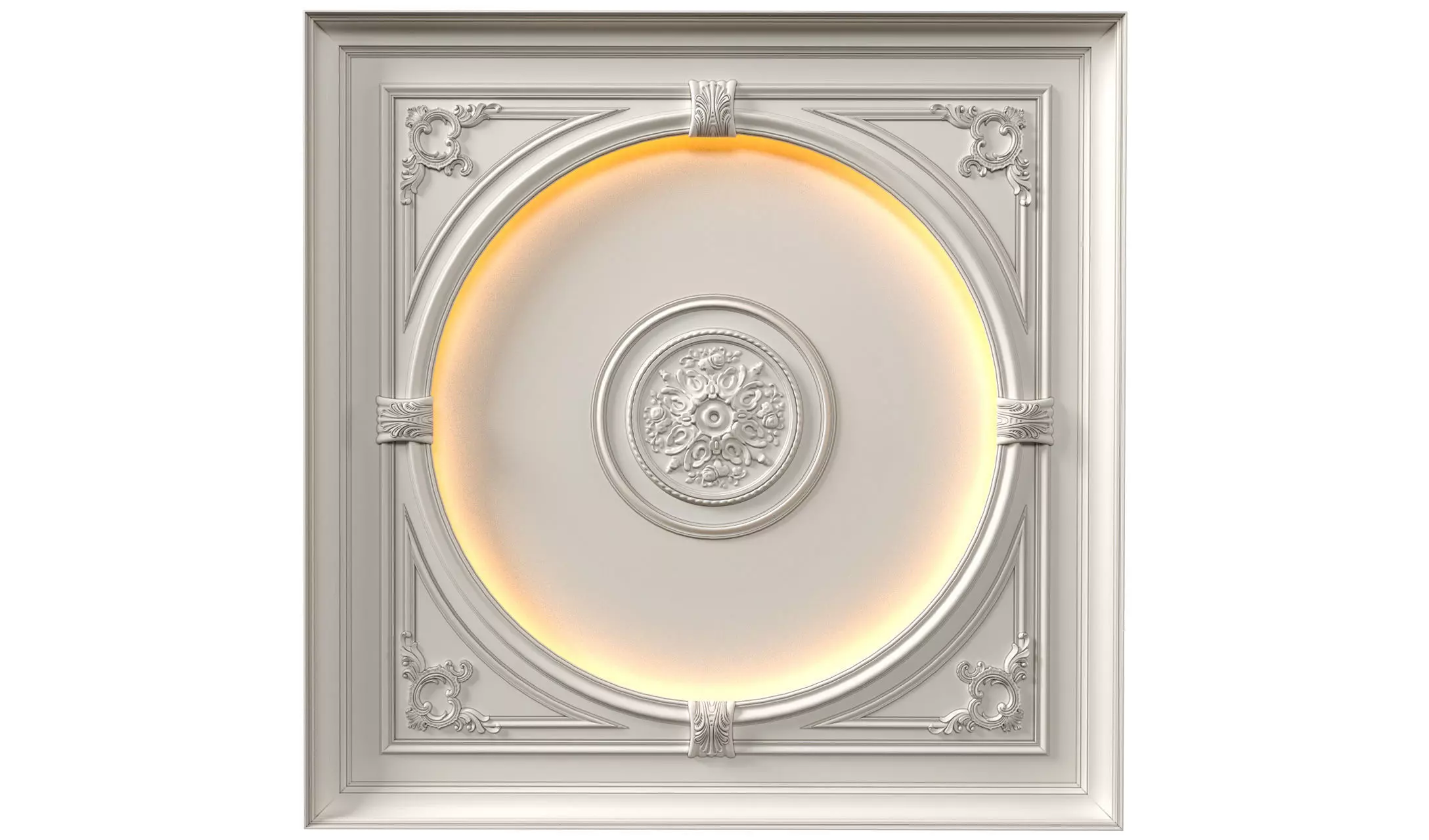 Classic coffered illuminated ceiling Set 3D model_0