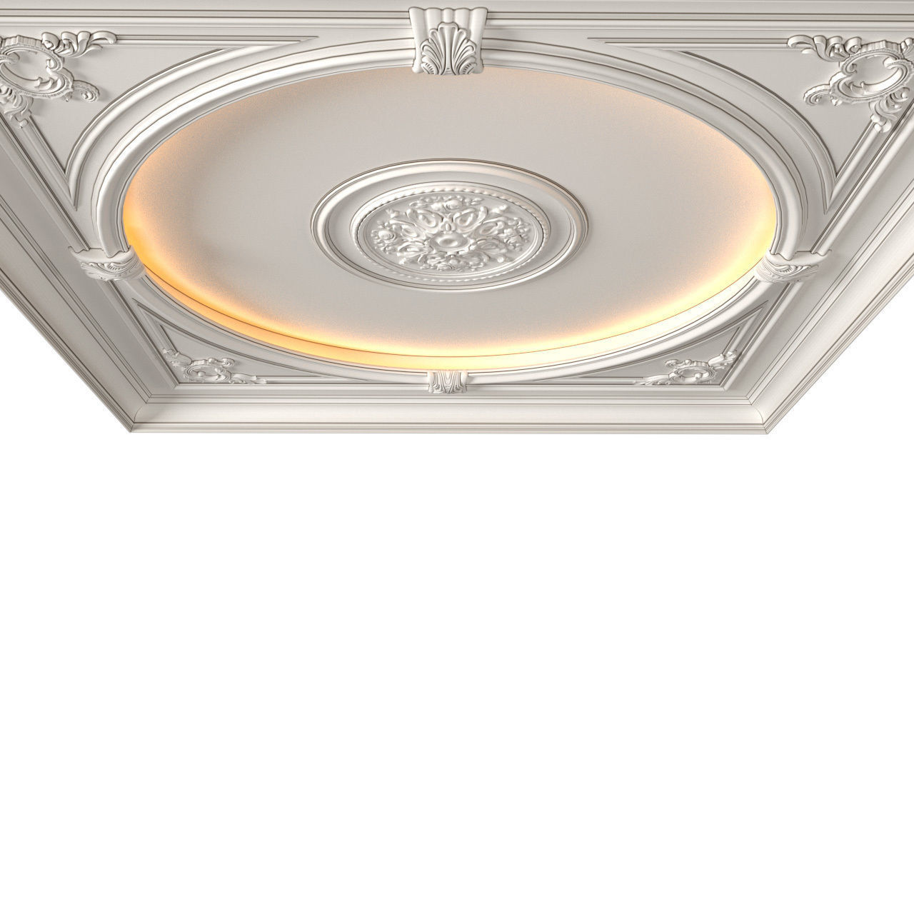 Classic coffered illuminated ceiling Set 3D model_2