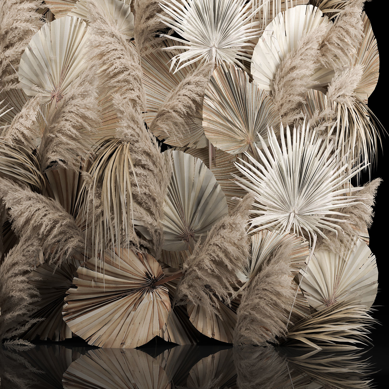 Wedding Decor Arch Wall Dried Flowers Pampas Grass 3D model_2