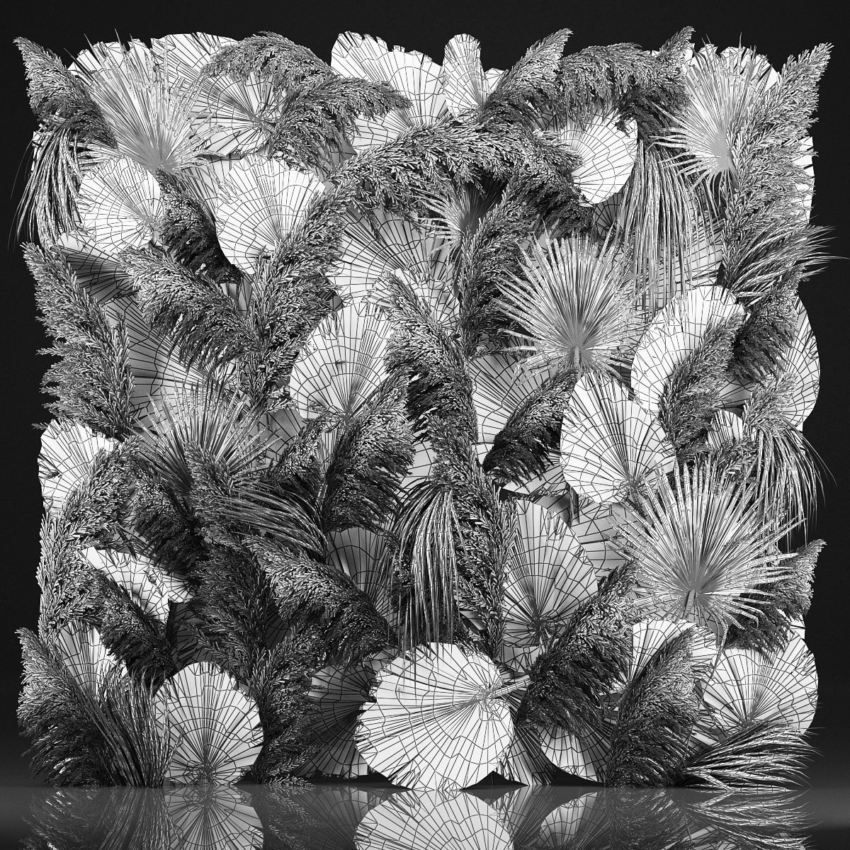 Wedding Decor Arch Wall Dried Flowers Pampas Grass 3D model_6