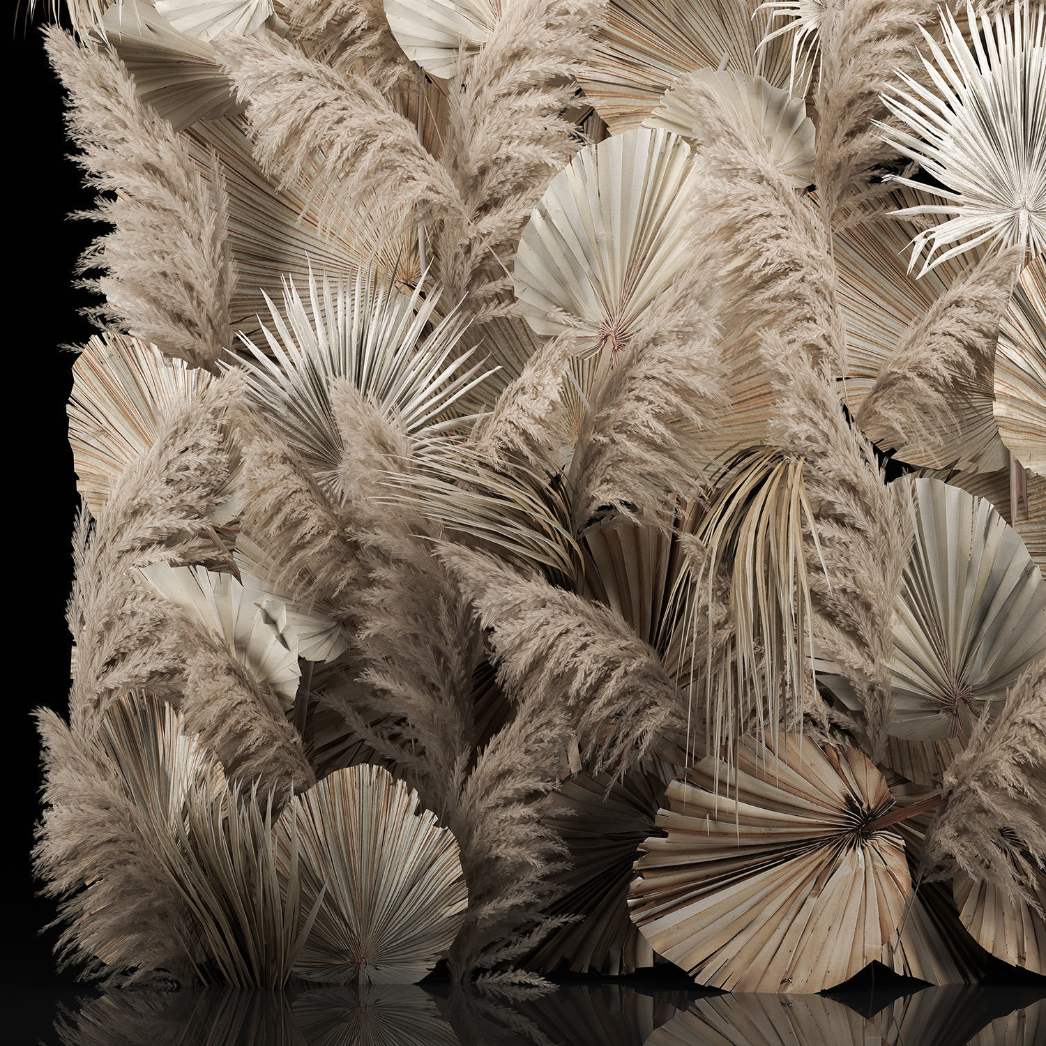 Wedding Decor Arch Wall Dried Flowers Pampas Grass 3D model_4