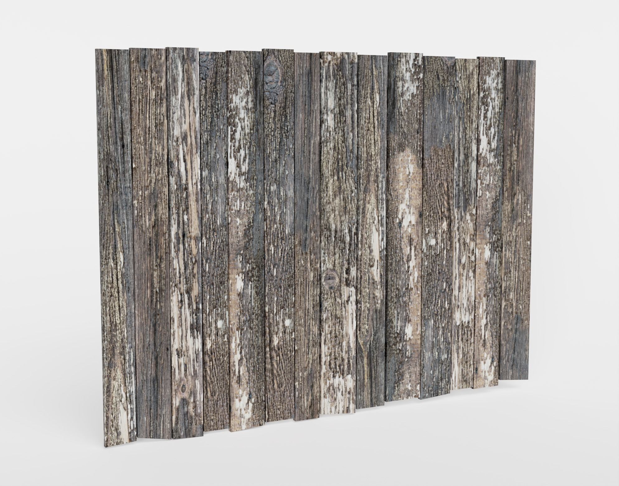 Old damaged raw wooden fence barrier C da1 Low-poly 3D model_1
