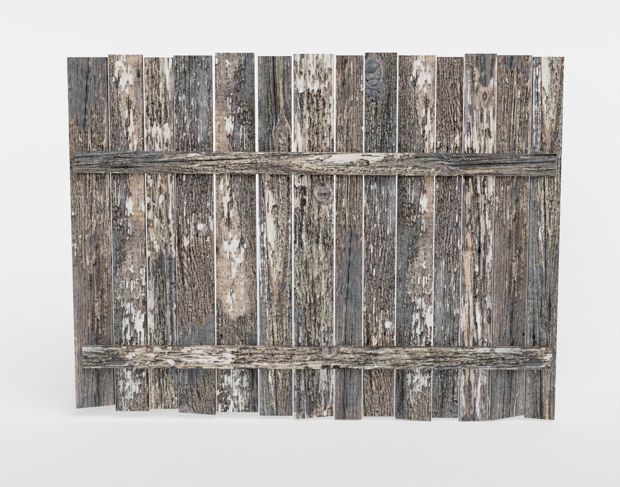 Old damaged raw wooden fence barrier C da1 Low-poly 3D model_12