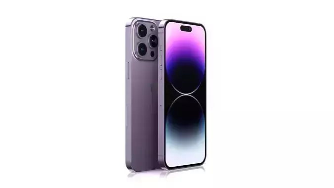Apple iPhone 14 Pro Max Deep Purple Low-poly 3D model