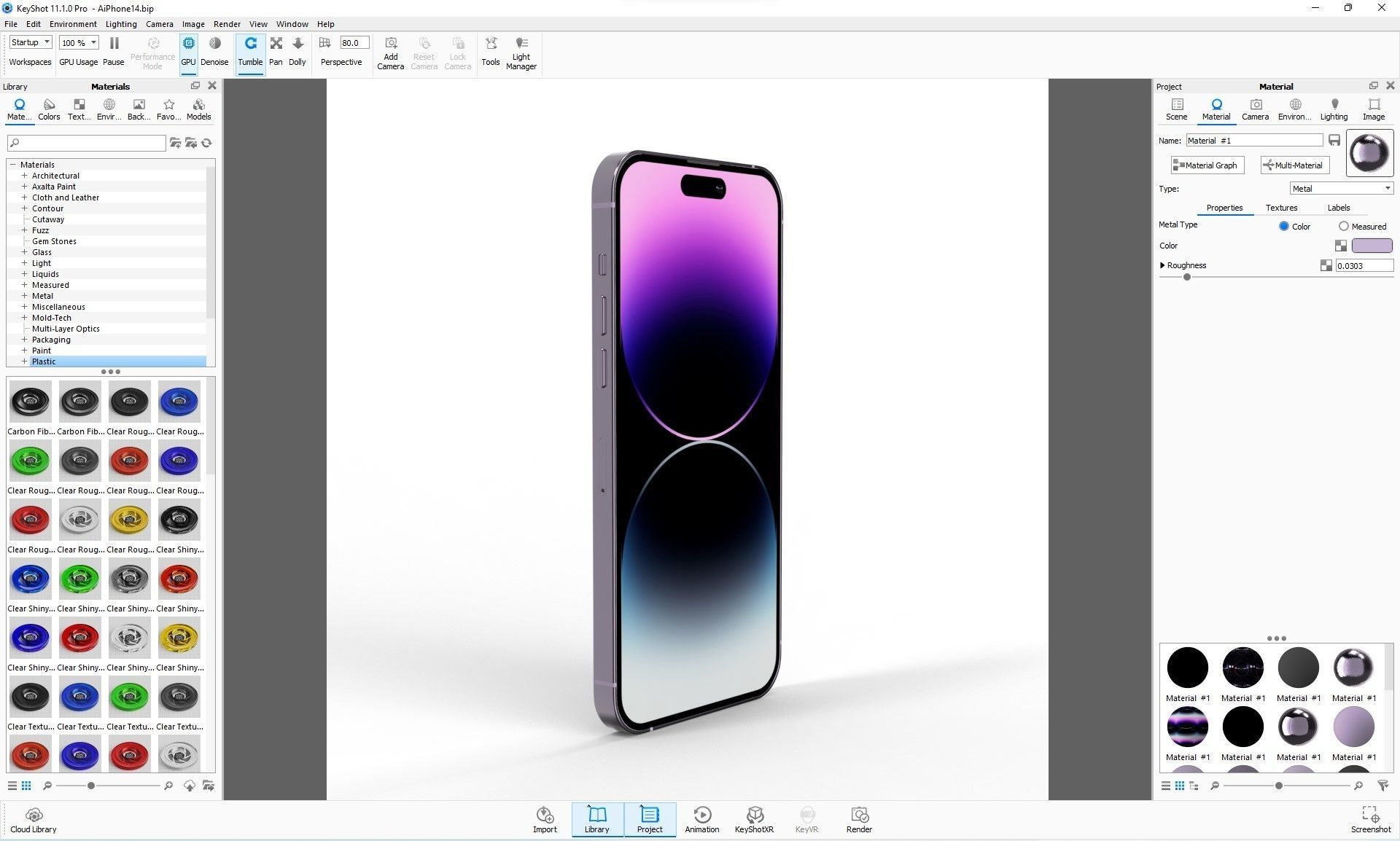 Apple iPhone 14 Pro Max Deep Purple Low-poly 3D model_29