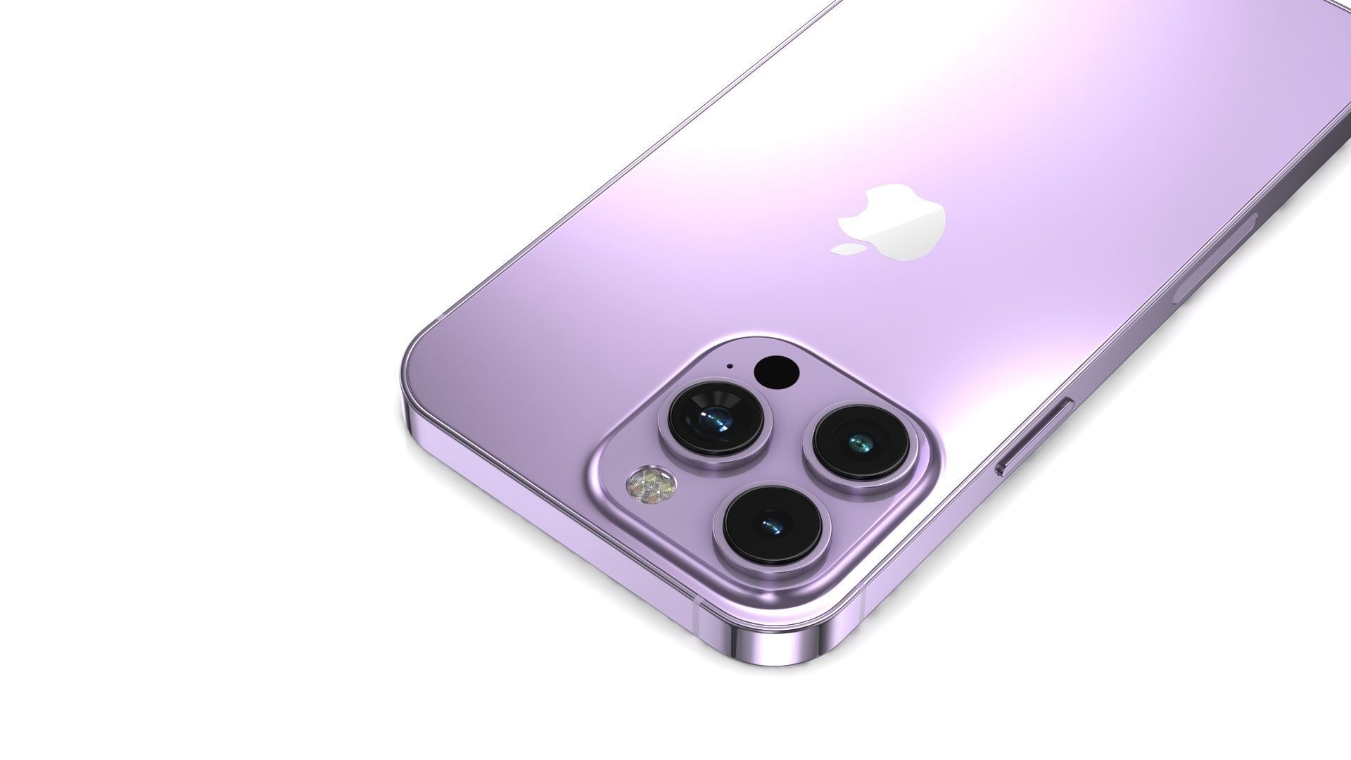 Apple iPhone 14 Pro Max Deep Purple Low-poly 3D model_9