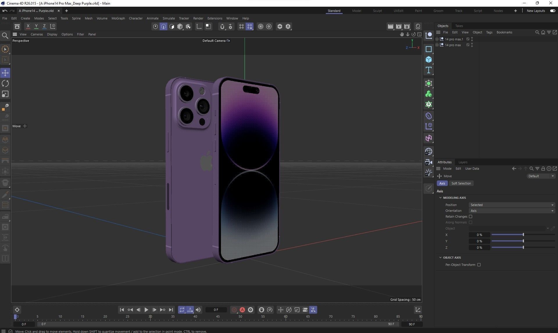 Apple iPhone 14 Pro Max Deep Purple Low-poly 3D model_28