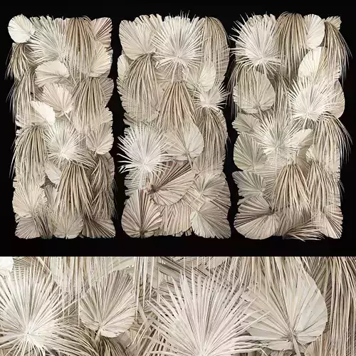 Phytowall Of Dried Flowers And Dry Palm Leaves