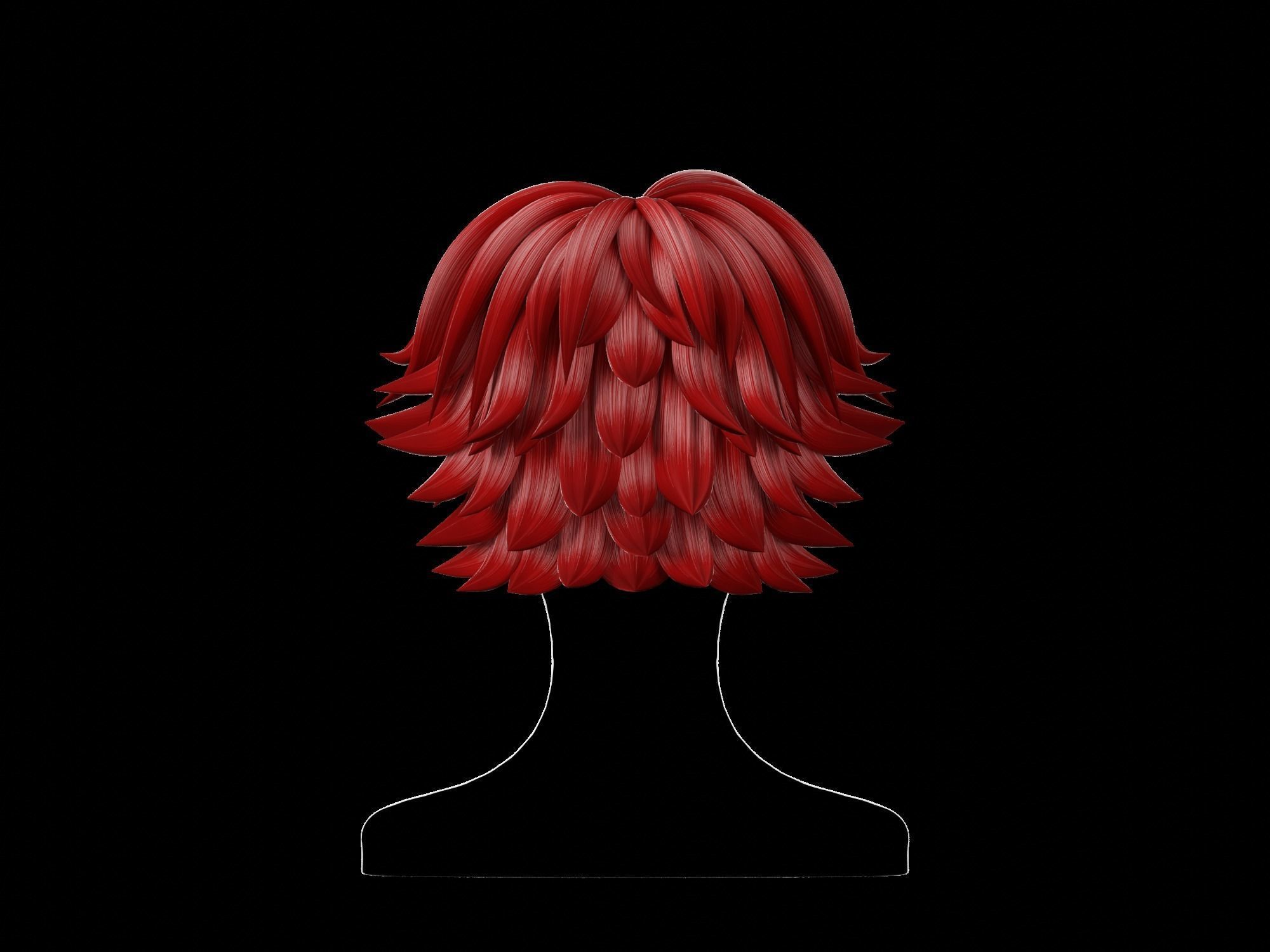 3D Anime hair Low-poly 3D model_16