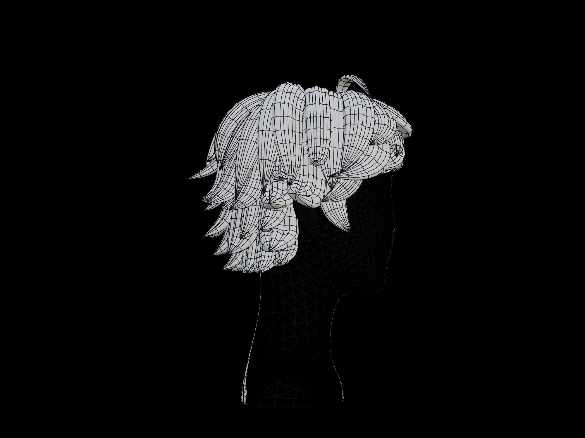 3D Anime hair Low-poly 3D model_17