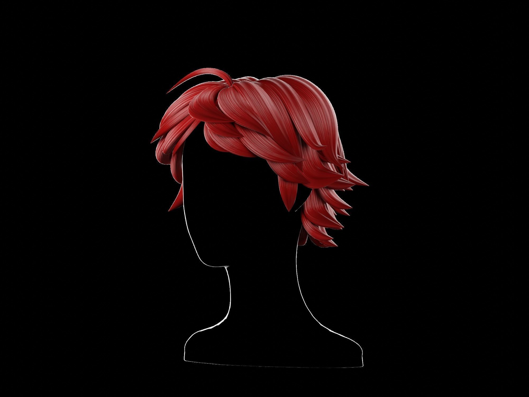 3D Anime hair Low-poly 3D model_10