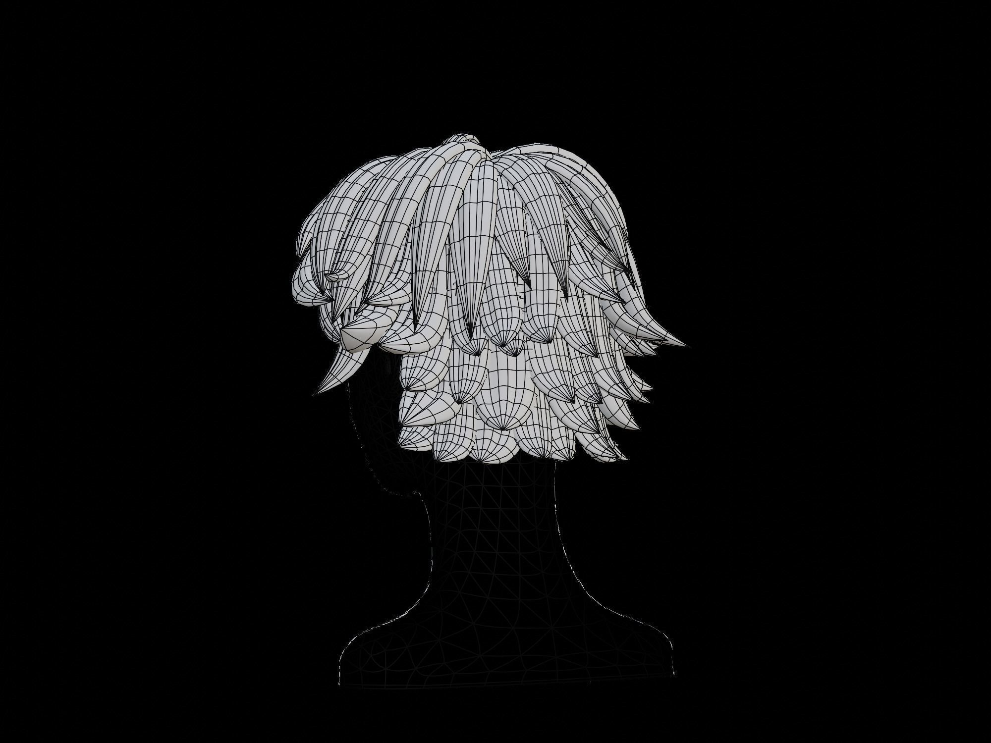 3D Anime hair Low-poly 3D model_12
