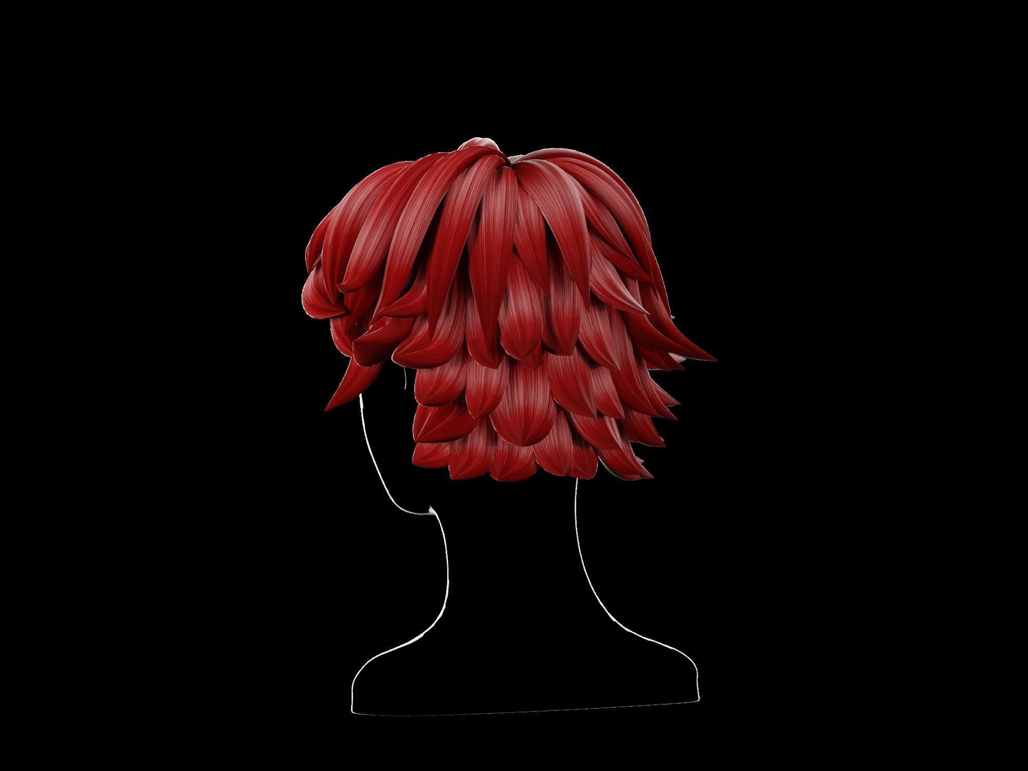 3D Anime hair Low-poly 3D model_8