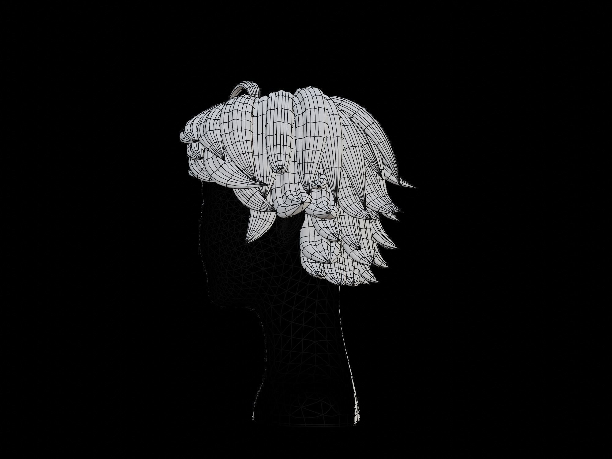3D Anime hair Low-poly 3D model_13