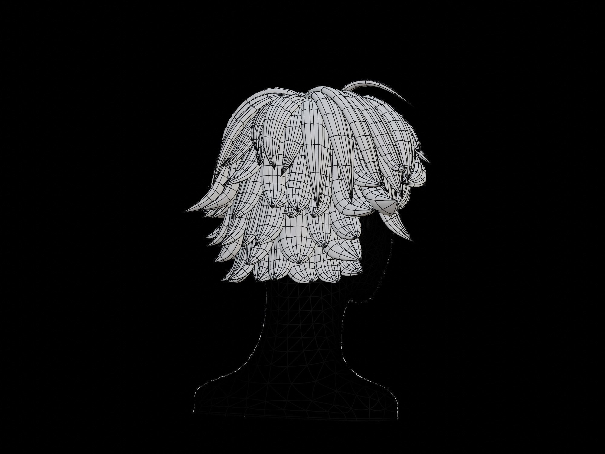 3D Anime hair Low-poly 3D model_18