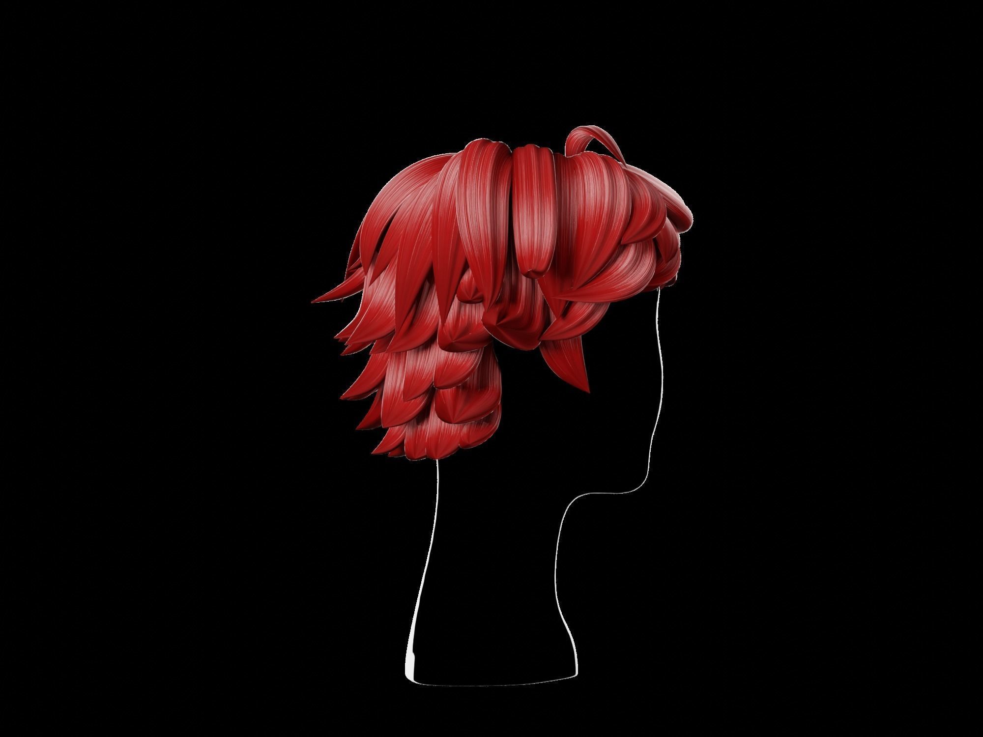 3D Anime hair Low-poly 3D model_11