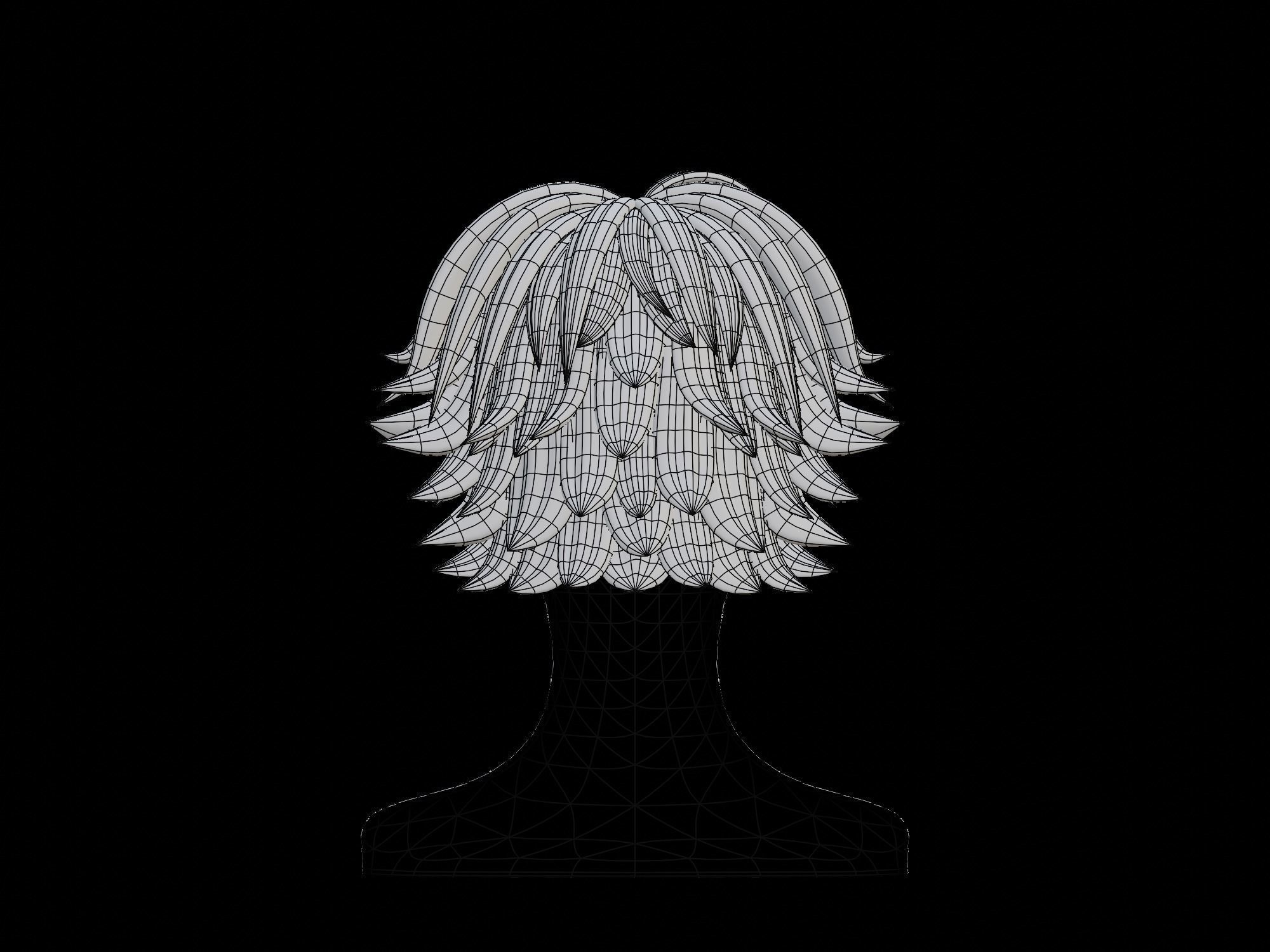 3D Anime hair Low-poly 3D model_7