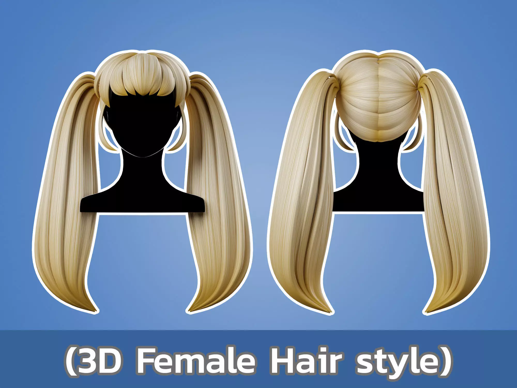 3D Anime Hair Low-poly 3D model