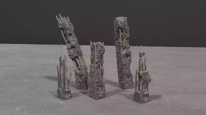 warhammer 40k terrain broken concrete pillars 3D print model