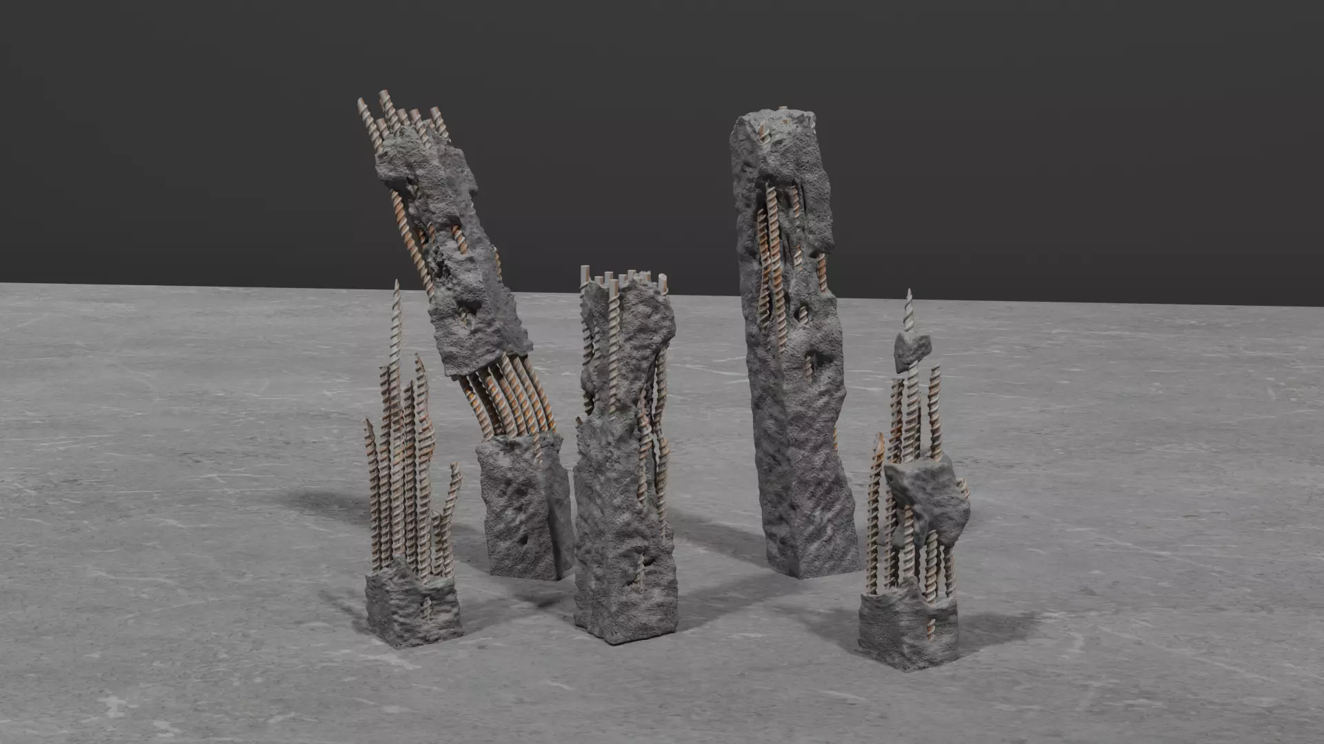 warhammer 40k terrain broken concrete pillars 3D print model_0