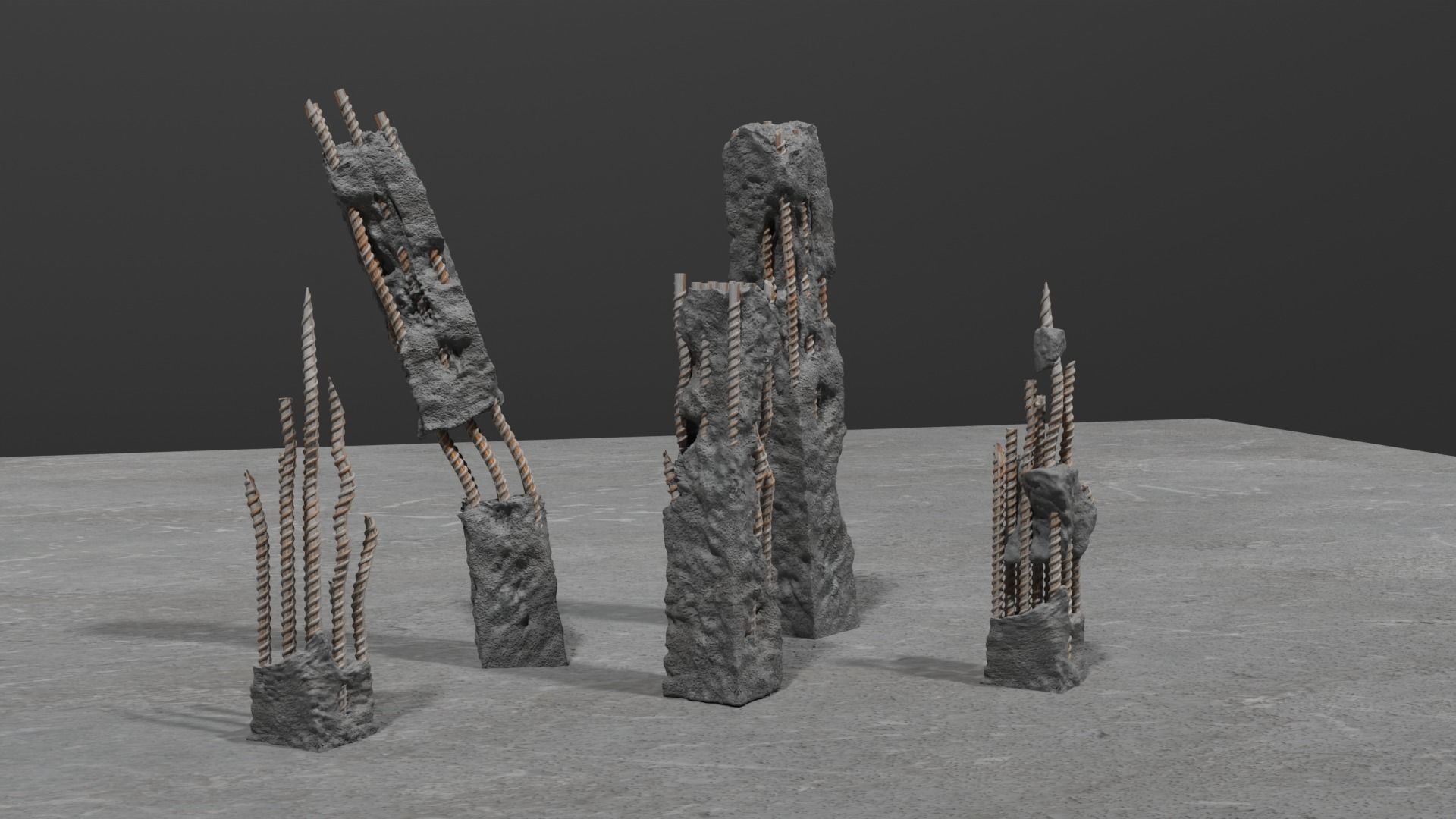 warhammer 40k terrain broken concrete pillars 3D print model_4