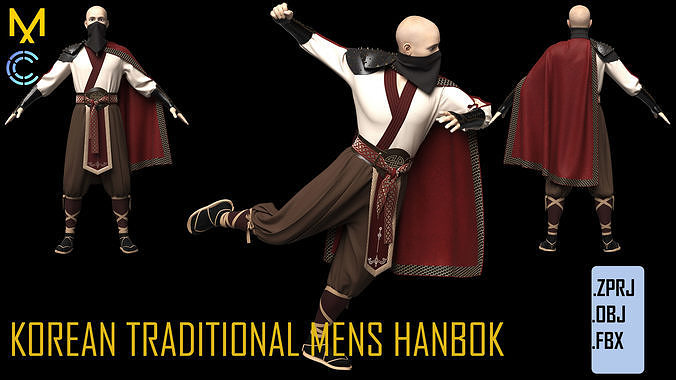 KOREAN TRADITIONAL MENS HANBOK Marvelous Designer  3D model