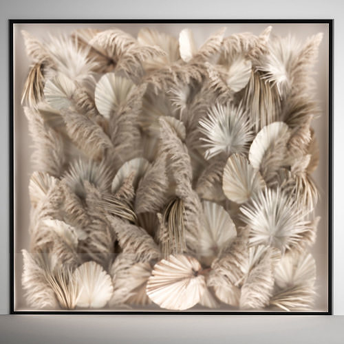 Phyto Wall Of Dry Palm Leaves And Pampas Grass 3D model