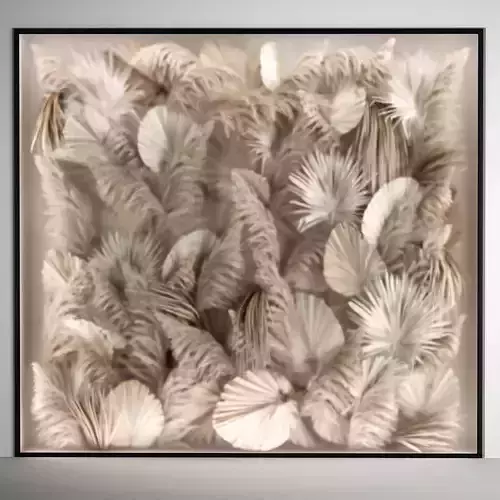 Phyto Wall Of Dry Palm Leaves And Pampas Grass 3D model