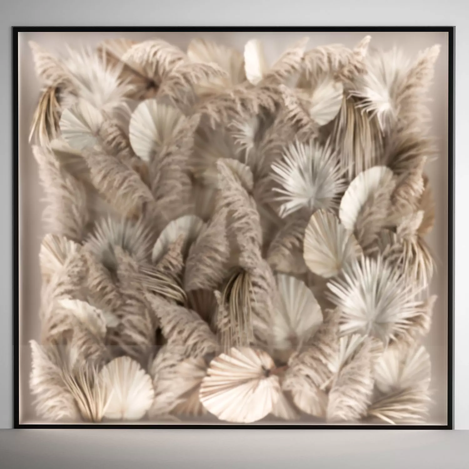 Phyto Wall Of Dry Palm Leaves And Pampas Grass 3D model_0