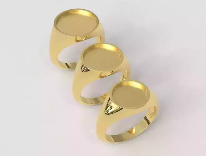 3 Round Signet Rings