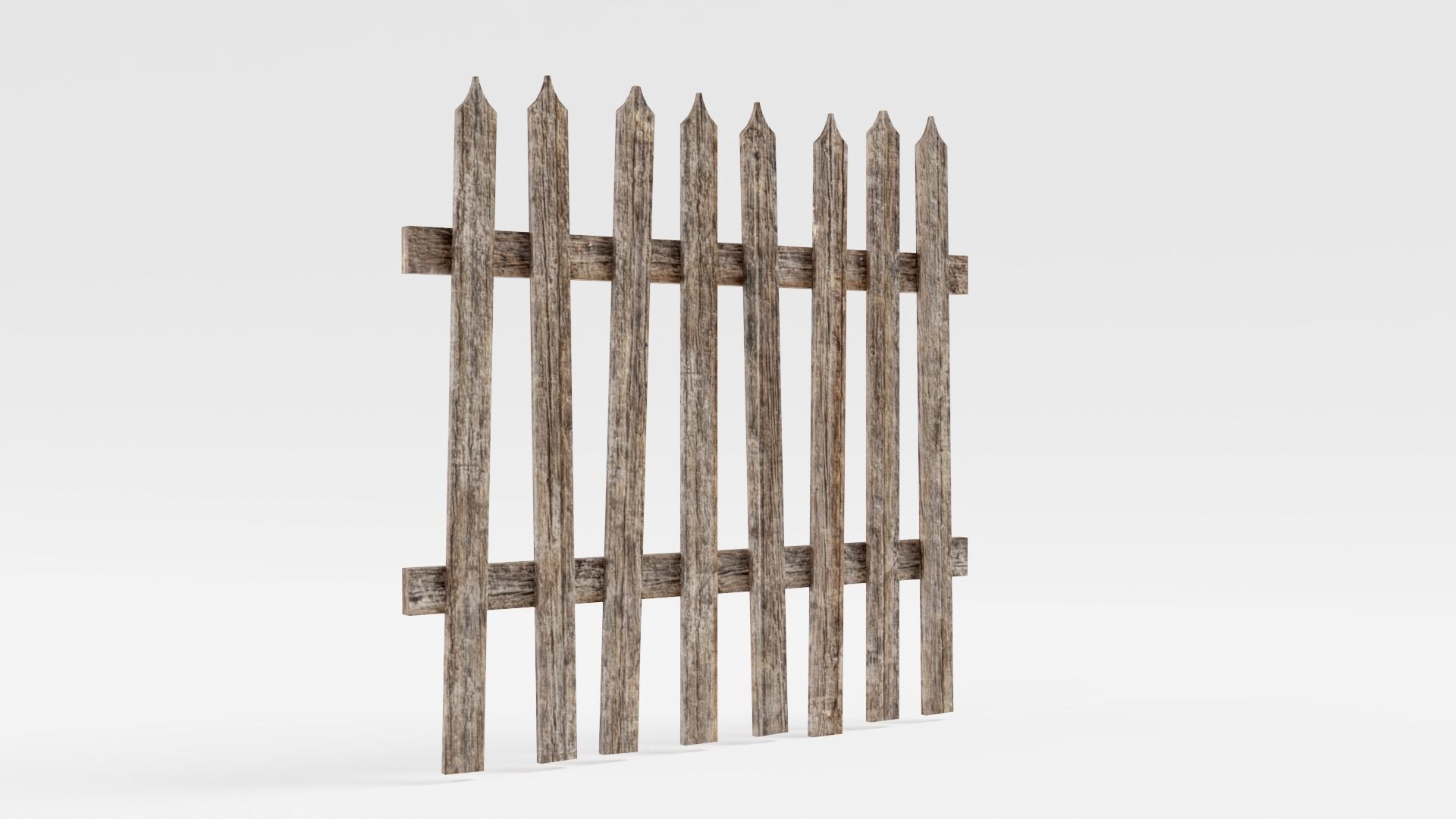 Old damaged raw wooden fence barrier D da1 Low-poly 3D model_8